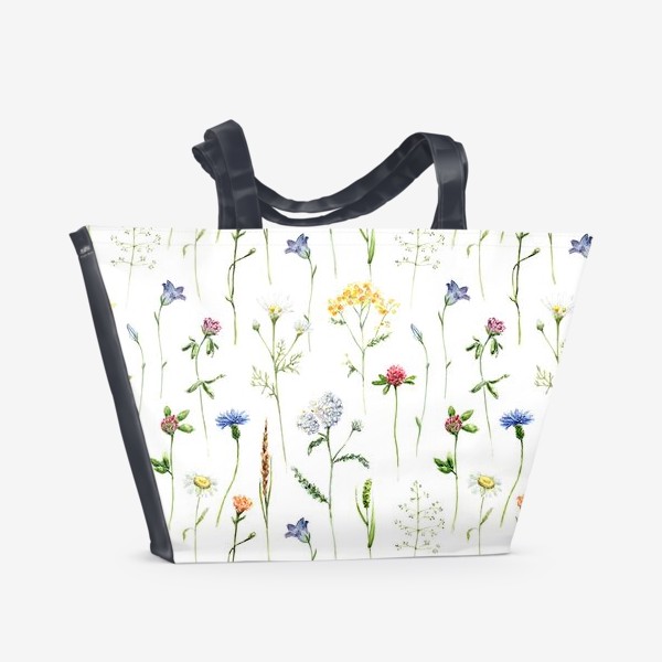Пляжная сумка «Летние полевые цветы, Луговые цветы»