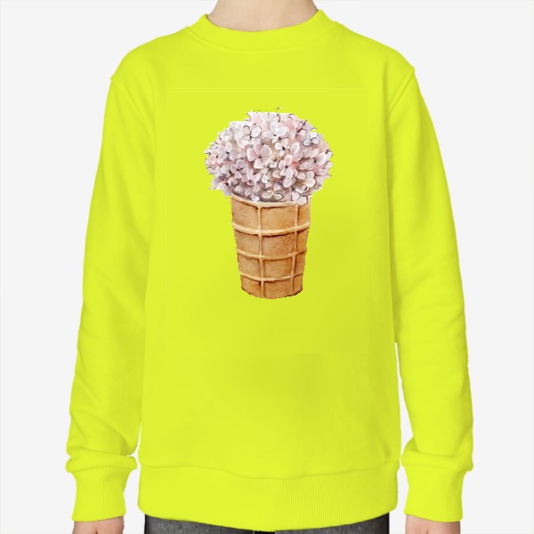Свитшот « Мороженое гортензия, цветы акварель»