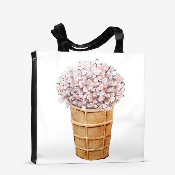 Сумка-шоппер « Мороженое гортензия, цветы акварель»