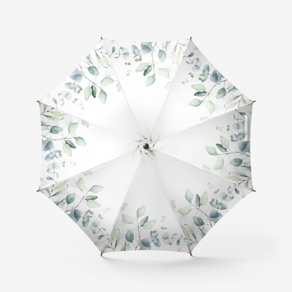 Зонт «Акварель зеленые и золотые веточки»