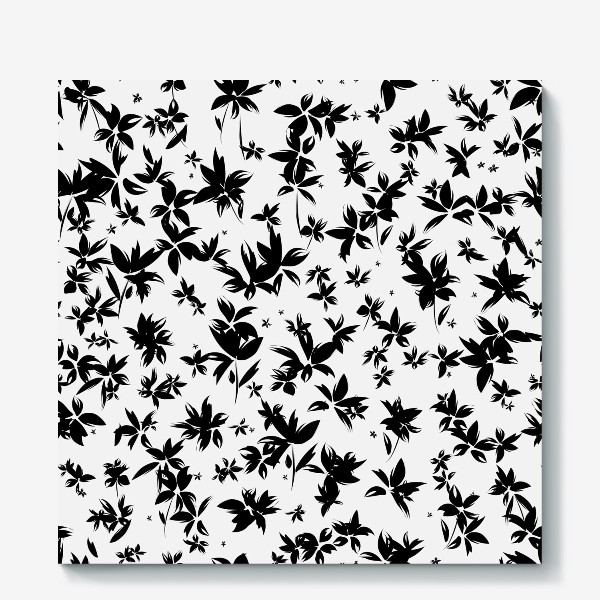 Холст &laquo;чёрно-белые цветы гуашь&raquo;