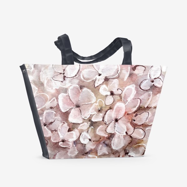 Пляжная сумка &laquo; Мороженое гортензия, цветы акварель&raquo;