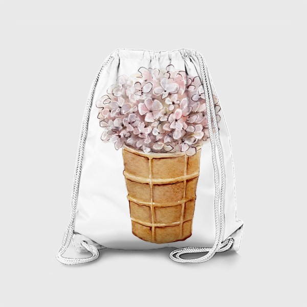 Рюкзак « Мороженое гортензия, цветы акварель»