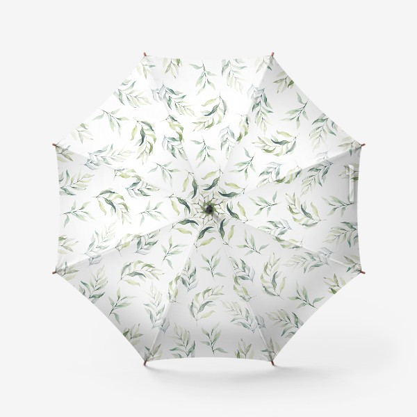Зонт «Акварель зеленые веточки на белом фоне»