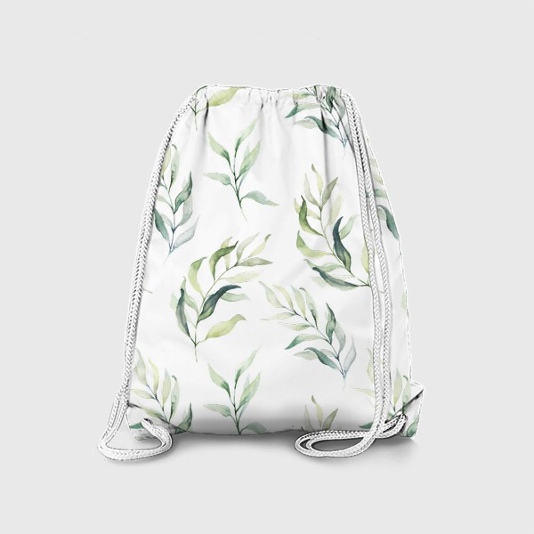 Рюкзак «Акварель зеленые веточки на белом фоне»