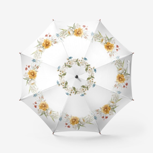 Зонт «Акварель. Венок из летних цветов»