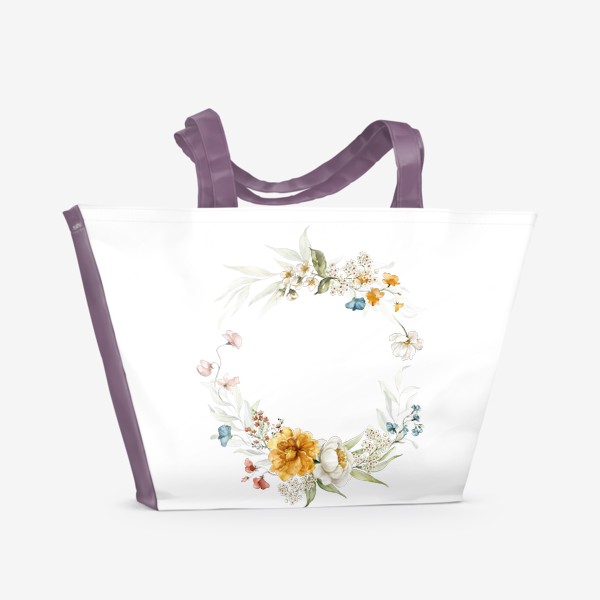 Пляжная сумка &laquo;Акварель. Венок из летних цветов&raquo;