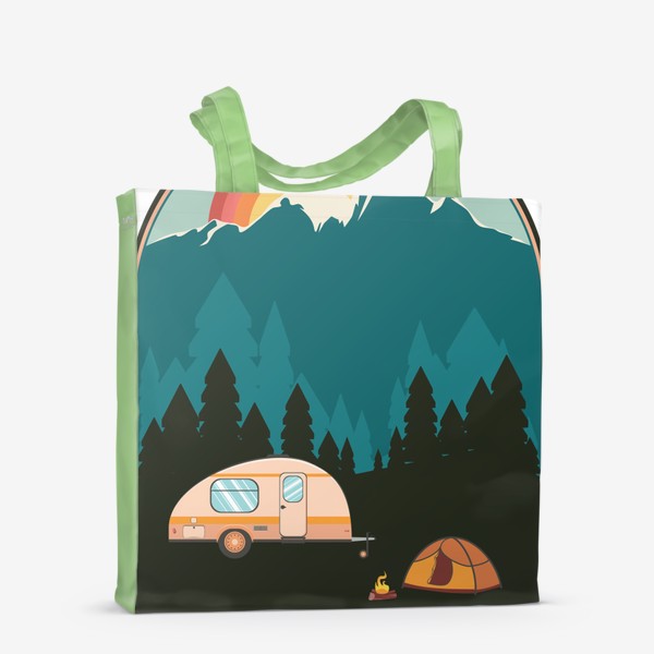Сумка-шоппер «Палатка в лесу у подножия гор»