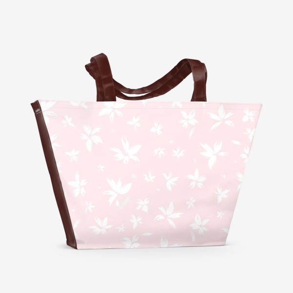 Пляжная сумка «нежные цветы на розовом»