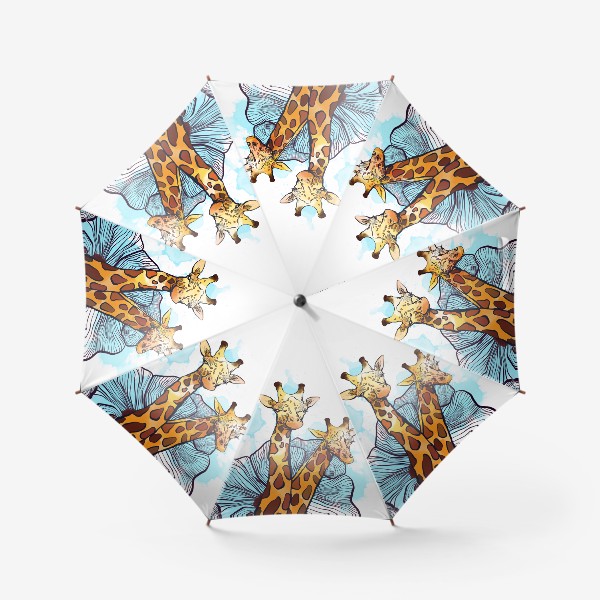 Зонт «Парочка жирафов в цветке. Акварель»