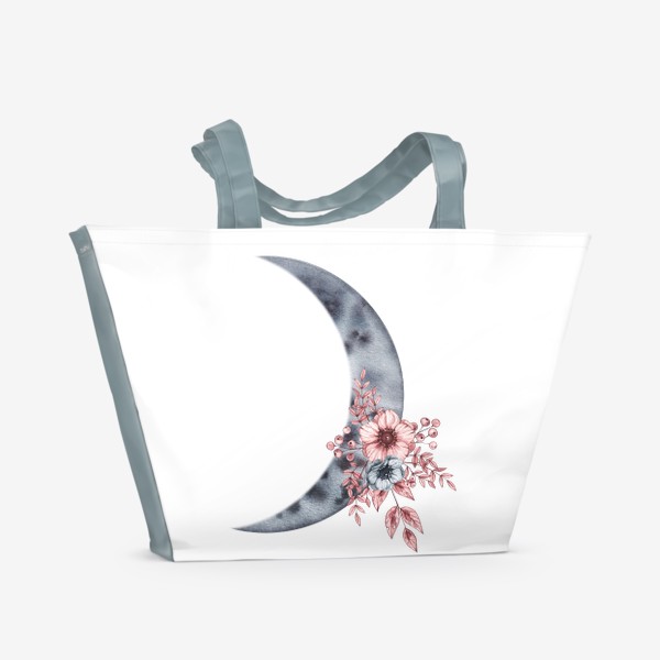Пляжная сумка &laquo;Акварельные луна с цветами и ягодами&raquo;