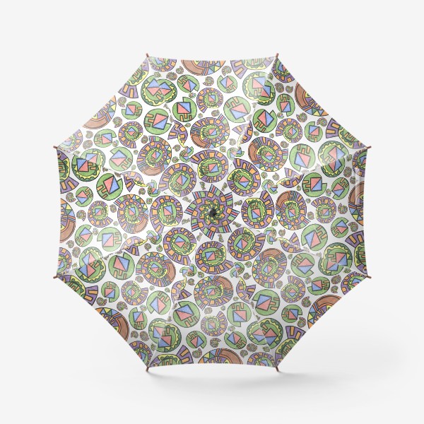 Зонт «Абстрактные фигуры, разноцветные круги. Акварель, графика, паттерн.»