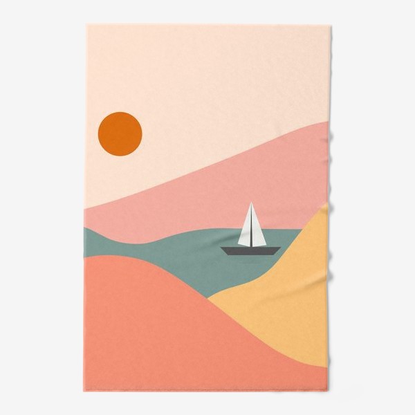 Полотенце &laquo;Море, лодка, горы.&raquo;