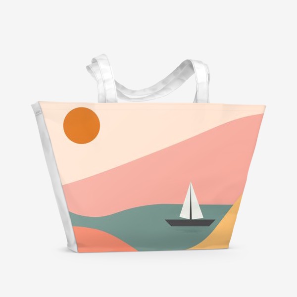 Пляжная сумка &laquo;Море, лодка, горы.&raquo;