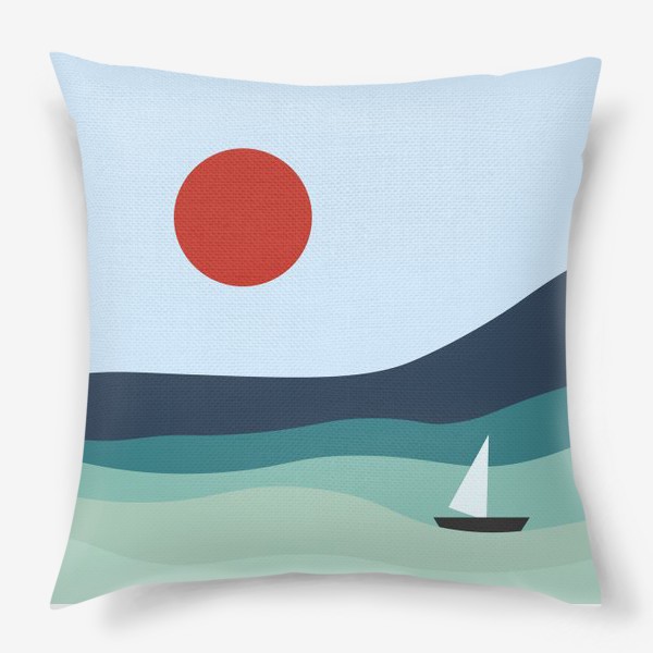 Подушка «Пейзаж с лодкой»
