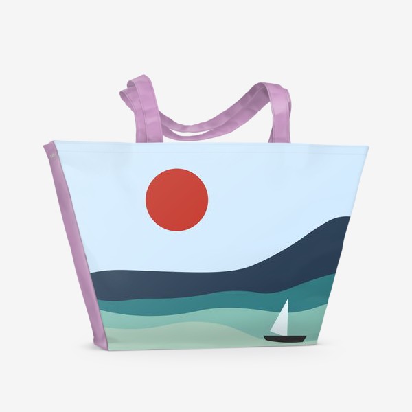 Пляжная сумка «Пейзаж с лодкой»