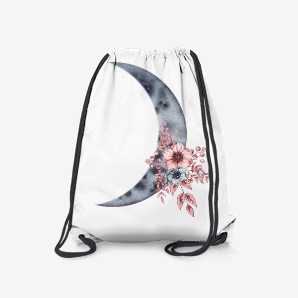 Рюкзак «Акварельные луна с цветами и ягодами»