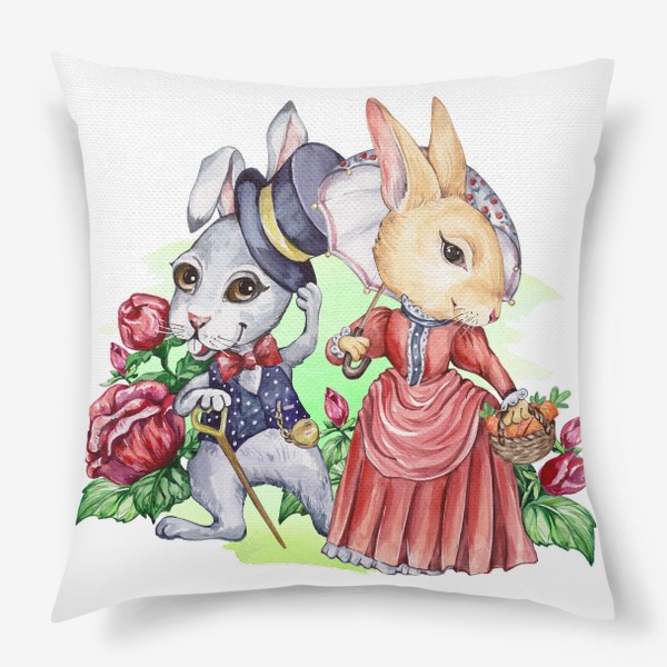 Подушка «Кролики. Пара. Символ2023»