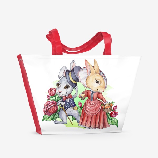 Пляжная сумка «Кролики. Пара. Символ2023»