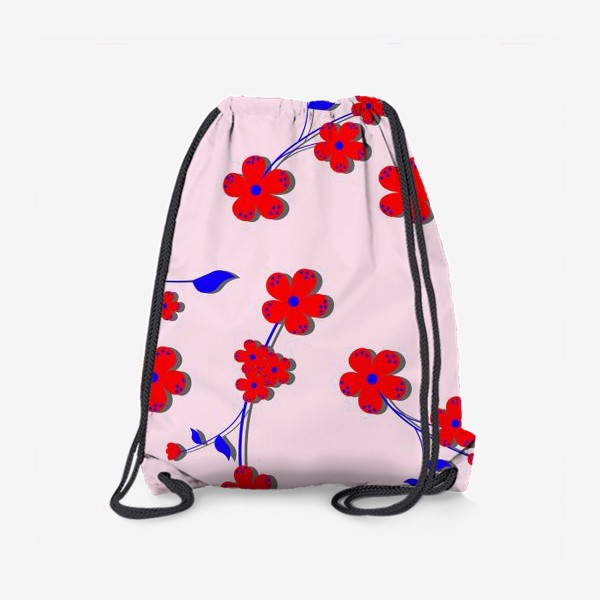 Рюкзак «цветочный паттерн в красно-синих тонах»