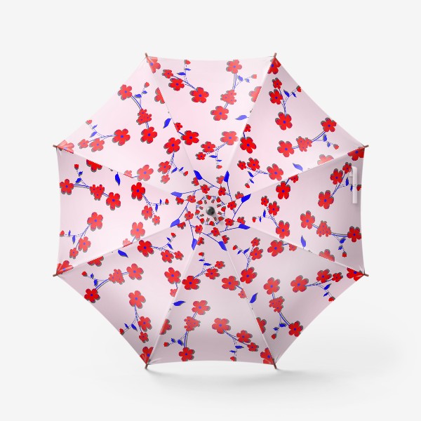 Зонт «цветочный паттерн в красно-синих тонах»
