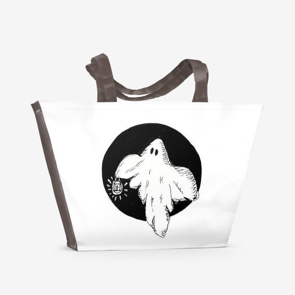 Пляжная сумка «Милое привидение с фонариком»