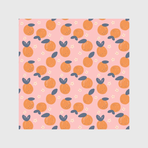 Скатерть «Паттерн с апельсинами и цветами в наивном стиле»