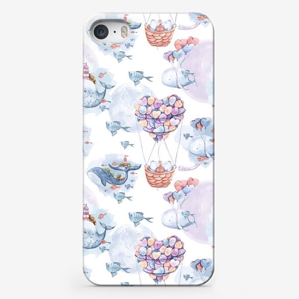 Чехол iPhone «Акварельный принт с милыми китами и белыми медведями. Принт для детской одежды в подарок»