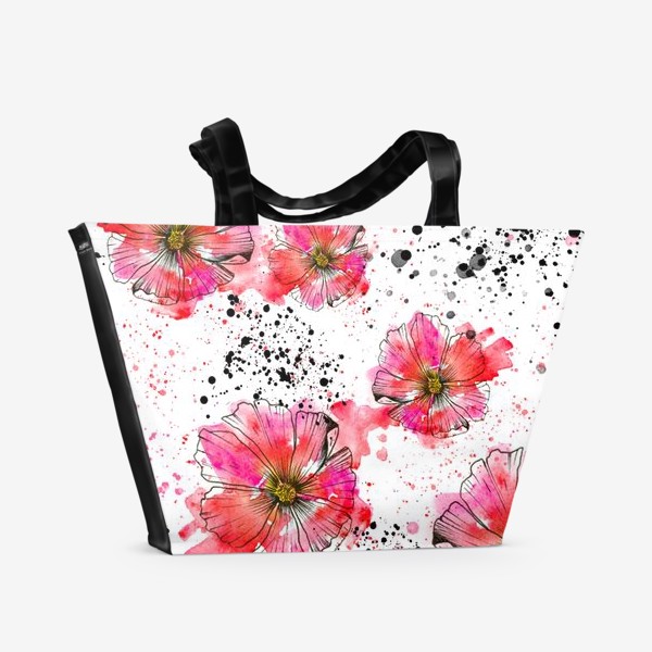 Пляжная сумка « Акварельные цветы»