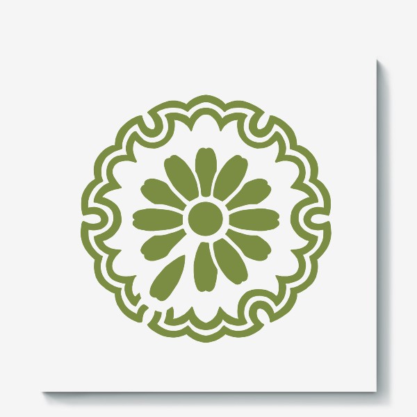 Холст «Японский цветочный герб на каждый день. 10 января, цветок - нивяник болотный (Leucanthemum paludosum)»