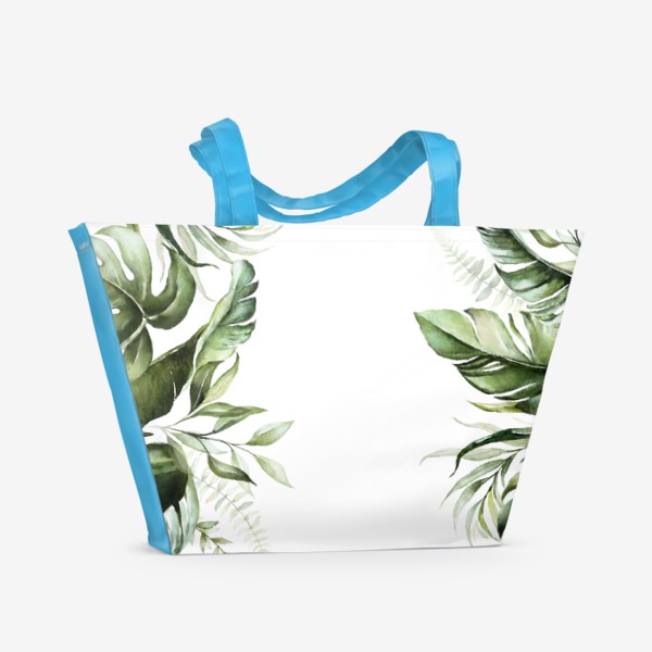 Пляжная сумка &laquo;Пальма, папоротник и орхидеи акварель&raquo;