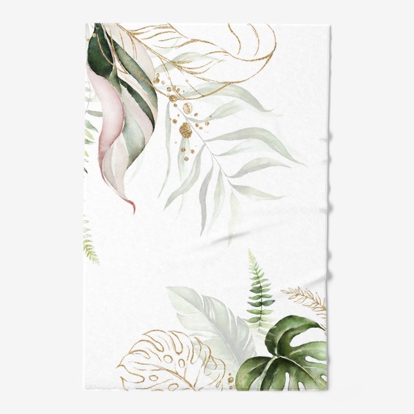 Полотенце «Пальма, папоротник и орхидеи акварель»