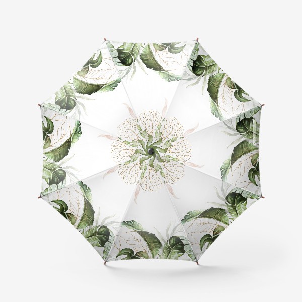 Зонт &laquo;Пальма, папоротник и орхидеи акварель&raquo;