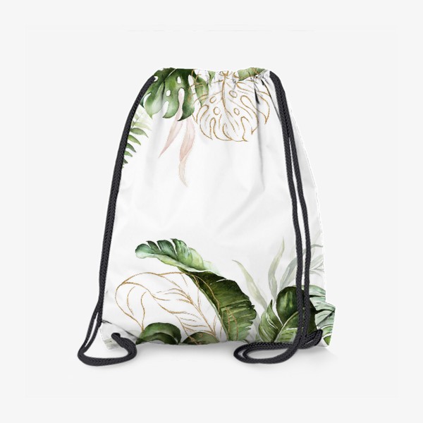 Рюкзак «Пальма, папоротник и орхидеи акварель»