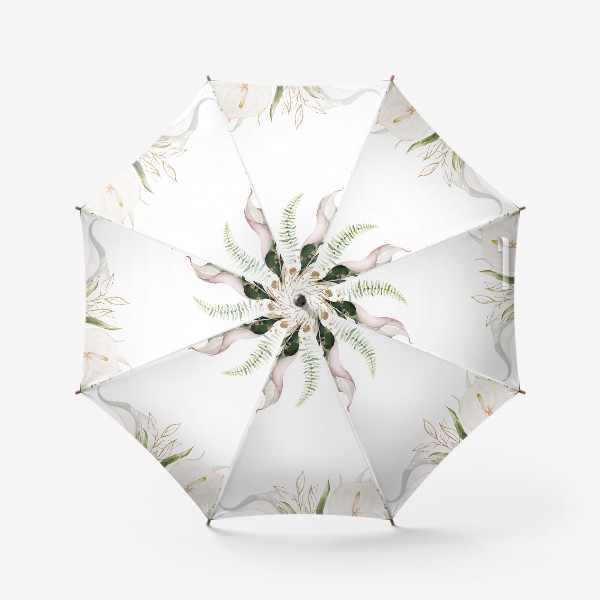 Зонт «Пальма, папоротник и орхидеи акварель»