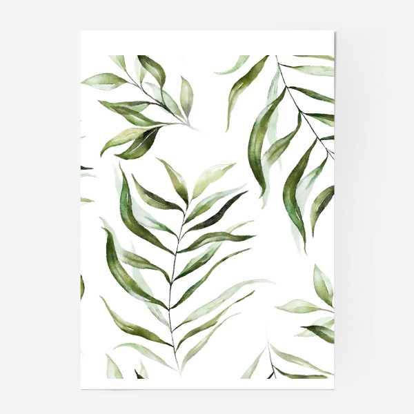 Постер &laquo;Паттерн акварельные листья пальмы, каллы, орхидеи&raquo;