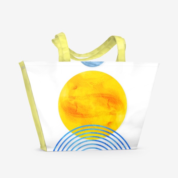 Пляжная сумка «Солнце и луна. Коллекция в стиле Бохо (Boho). Геометрические фигуры с акварельной текстурой»