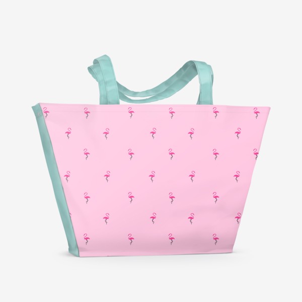 Пляжная сумка «Фламинго на розовом фоне, бесшовный паттерн»
