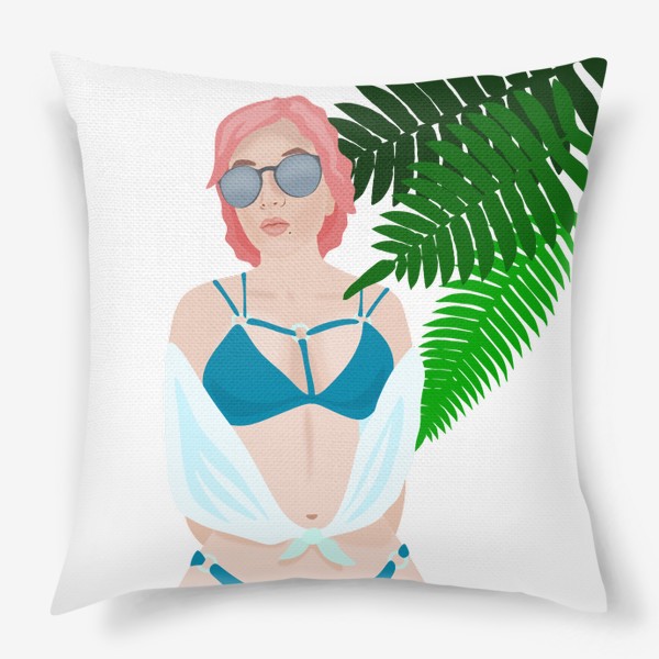 Подушка «Девушка на пляже»