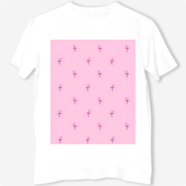 Футболка «Фламинго на розовом фоне, бесшовный паттерн»