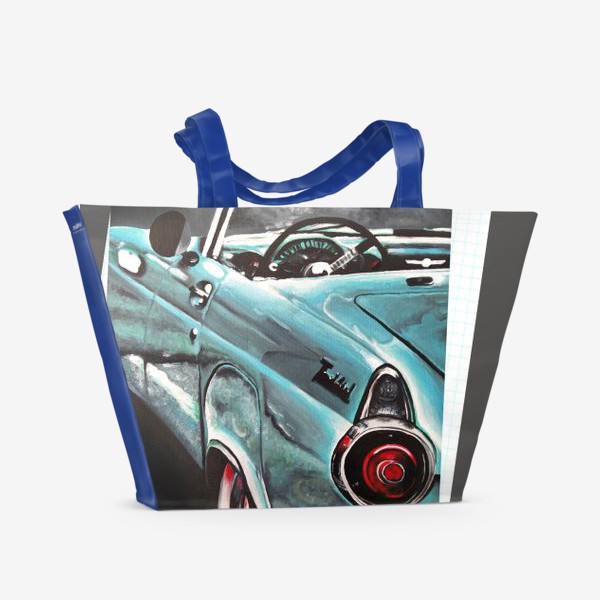 Пляжная сумка «Коллаж с винтажным раритетным автомобилем Форд Thunderbird»
