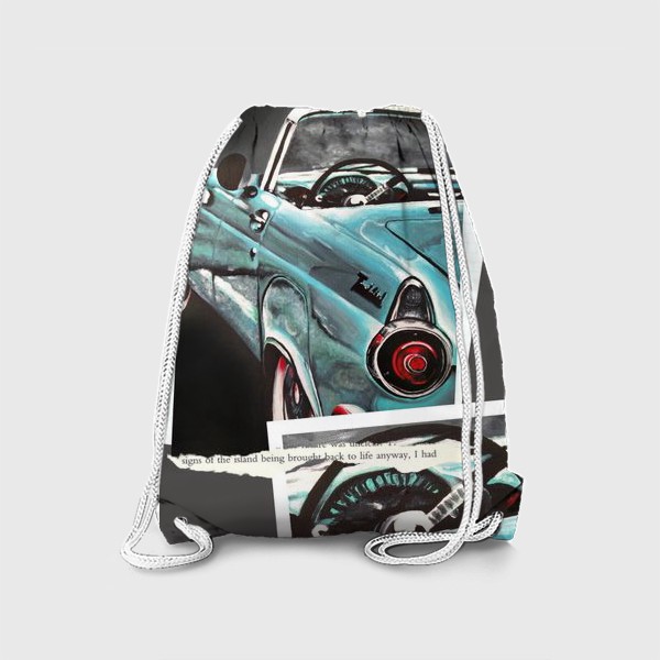 Рюкзак «Коллаж с винтажным раритетным автомобилем Форд Thunderbird»