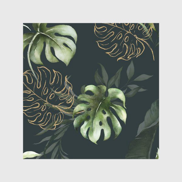 Скатерть «Паттерн акварельные листья пальмы, каллы, орхидеи»