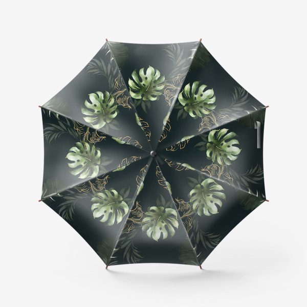 Зонт &laquo;Паттерн акварельные листья пальмы, каллы, орхидеи&raquo;