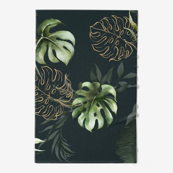 Полотенце &laquo;Паттерн акварельные листья пальмы, каллы, орхидеи&raquo;