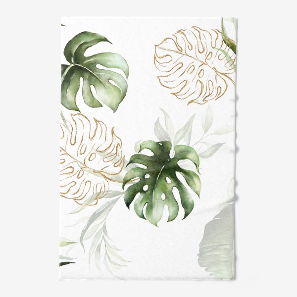 Полотенце &laquo;Паттерн акварельные листья пальмы, каллы, орхидеи&raquo;