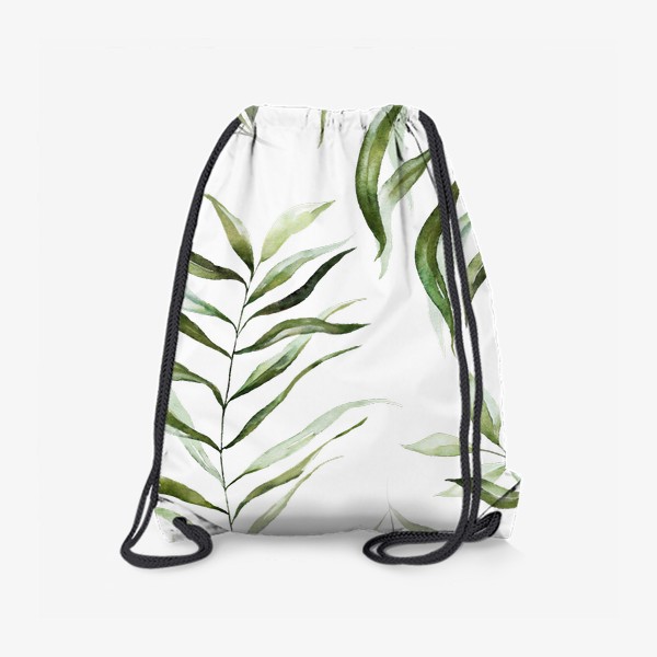 Рюкзак «Паттерн акварельные листья пальмы, каллы, орхидеи»