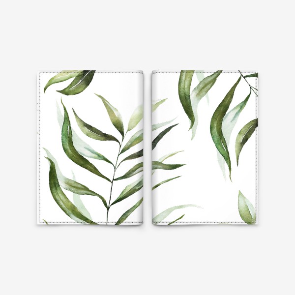 Обложка для паспорта «Паттерн акварельные листья пальмы, каллы, орхидеи»