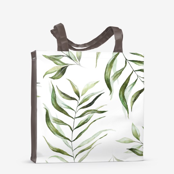Сумка-шоппер «Паттерн акварельные листья пальмы, каллы, орхидеи»