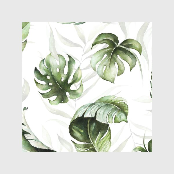 Скатерть &laquo;Паттерн акварельные листья пальмы, каллы, орхидеи&raquo;